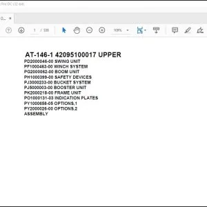 Tadano Crane AT-146-1 42095100017 UPPER Spare Parts Catalog Manual  - PDF DOWNLOAD