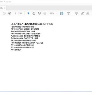 Tadano Crane AT-146-1 42095100036 UPPER Spare Parts Catalog Manual - PDF DOWNLOAD
