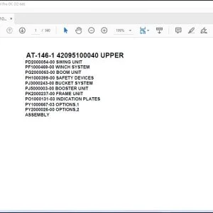 Tadano Crane AT 146 1 42095100040 UPPER Spare Parts Catalog Manual - PDF DOWNLOAD
