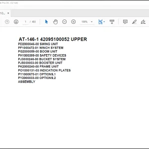 Tadano Crane AT-146-1 42095100052 UPPER Spare Parts Catalog Manual - PDF DOWNLOAD