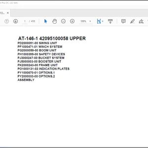 Tadano Crane AT 146 1 42095100058 UPPER Spare Parts Catalog Manual - PDF DOWNLOAD
