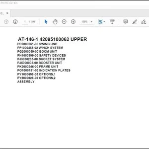 Tadano Crane AT-146-1 42095100062 UPPER Spare Parts Catalog Manual - PDF DOWNLOAD