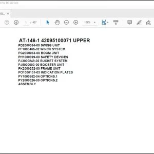 Tadano Crane AT-146-1 42095100071 UPPER Spare Parts Catalog Manual - PDF DOWNLOAD
