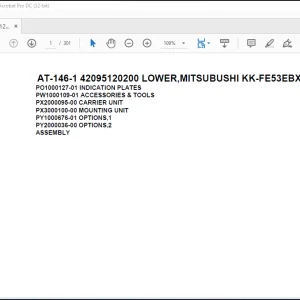 Tadano Crane AT-146-1 42095120200 LOWER,MITSUBUSHI KK-FE53EBX6K2 Spare Parts Catalog Manual - PDF DOWNLOAD