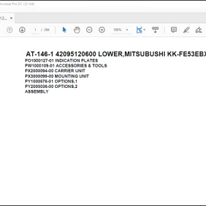 Tadano Crane AT-146-1 42095120600 LOWER,MITSUBUSHI KK-FE53EBX6K2 Spare Parts Catalog Manual - PDF DOWNLOAD