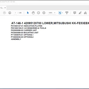 Tadano Crane AT-146-1 42095120700 LOWER,MITSUBUSHI KK-FE53EBX6KA1 Spare Parts Catalog Manual -  PFD DOWNLOAD