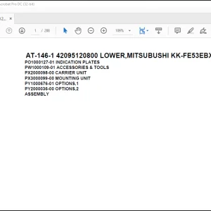 Tadano Crane AT-146-1 42095120800 LOWER,MITSUBUSHI KK-FE53EBX6KA1 Spare Parts Catalog Manual  - PDF DOWNLOAD