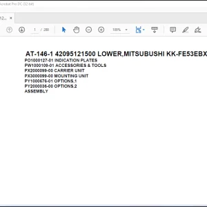 Tadano Crane AT-146-1 42095121500 LOWER,MITSUBUSHI KK-FE53EBX6KA1 Spare Parts Catalog Manual -  PDF DOWNLOAD
