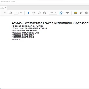 Tadano Crane AT-146-1 42095121800 LOWER,MITSUBUSHI KK-FE53EBX6K2 Spare Parts Catalog Manual - PDF DOWNLOAD