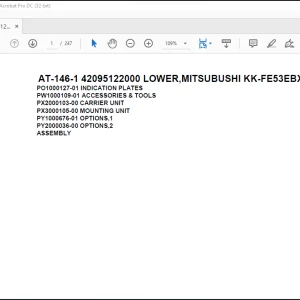 Tadano Crane AT-146-1 42095122000 LOWER,MITSUBUSHI KK-FE53EBX6K2 Spare Parts Catalog Manual - PDF DOWNLOAD