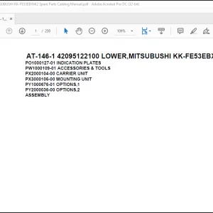Tadano Crane AT-146-1 42095122100 LOWER,MITSUBUSHI KK-FE53EBX6K2 Spare Parts Catalog Manual - PDF DOWNLOAD