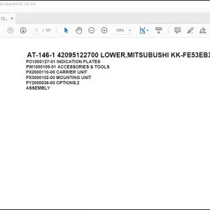 Tadano Crane AT-146-1 42095122700 LOWER,MITSUBUSHI KK-FE53EBX6K2 Spare Parts Catalog Manual - PDF DOWNLOAD