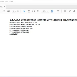 Tadano Crane AT-146-1 42095122800 LOWER,MITSUBUSHI KK-FE53EBX6K2 Spare Parts Catalog Manual - PDF DOWNLOAD