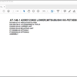Tadano Crane AT-146-1 42095123800 LOWER,MITSUBUSHI KK-FE73EBX6K2 Spare Parts Catalog Manual - PDF DOWNLOAD