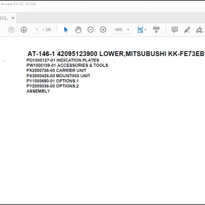 Tadano Crane AT-146-1 42095123900 LOWER,MITSUBUSHI KK-FE73EBY6K2 Spare Parts Catalog Manual -  PDF DOWNLOAD
