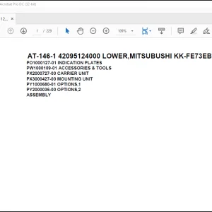Tadano Crane AT-146-1 42095124000 LOWER,MITSUBUSHI KK-FE73EBY6K2 Spare Parts Catalog Manual  - PDF DOWNLOAD