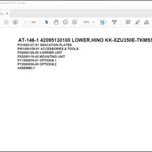 Tadano Crane AT-146-1 42095130100 LOWER,HINO KK-XZU350E-TKMSS6 Spare Parts  Catalog Manual - PDF DOWNLOAD