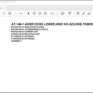 Tadano Crane AT-146-1 42095130200 LOWER,HINO KK-XZU350E-TKMSS6 Spare Parts Catalog Manual - PDF DOWNLOAD