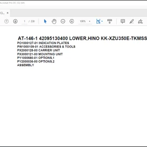 Tadano Crane AT-146-1 42095130400 LOWER,HINO KK-XZU350E-TKMSS6 Spare Parts Catalog Manual - PDF DOWNLOAD