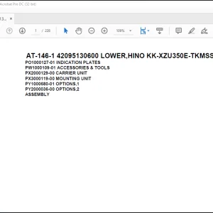 Tadano Crane AT-146-1 42095130600 LOWER,HINO KK-XZU350E-TKMSS6 Spare Parts Catalog Manual - PDF DOWNLOAD