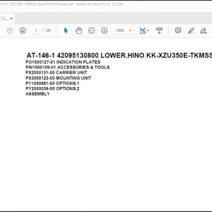 Tadano Crane AT-146-1 42095130800 LOWER,HINO KK-XZU350E-TKMSS6 Spare Parts Manual - PDF DOWNLOAD