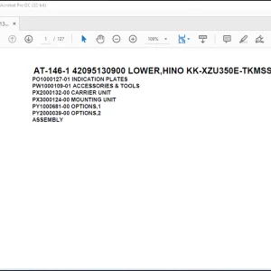 Tadano Crane AT-146-1 42095130900 LOWER,HINO KK-XZU350E-TKMSS6 Spare Parts Catalog Manual - PDF DOWNLOAD