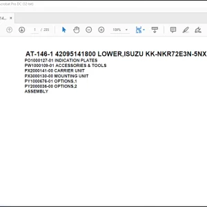 Tadano Crane AT-146-1 42095141800 LOWER,ISUZU KK-NKR72E3N-5NXPY Spare Parts Catalog Manual
