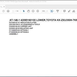 Tadano Crane AT-146-1 42095160100 LOWER,TOYOTA KK-ZXU350H-TKMSS6 Spare Parts Manual - PDF DOWNLOAD