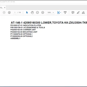 Tadano Crane AT-146-1 42095160300 LOWER,TOYOTA KK-ZXU350H-TKMSS6 Spare Parts Catalog Manual - PDF DOWNLOAD
