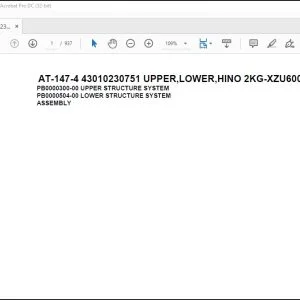 Tadano Crane AT-147-4 43010230751 UPPER,LOWER,HINO 2KG-XZU600F-TKFSG6 Spare Parts Catalog Manual -  PDF DOWNLOAD