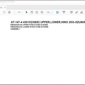 Tadano Crane AT-147-4 43010230852 UPPER,LOWER,HINO 2KG-XZU600F-TKFSG6 Spare Parts Catalog Manual - PDF DOWNLOAD