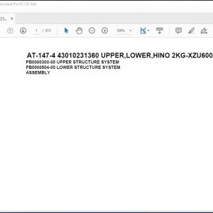 Tadano Crane AT-147-4 43010231360 UPPER,LOWER,HINO 2KG-XZU600F-TKFSG6 Spare Parts Catalog Manual - PDF DOWNLOAD