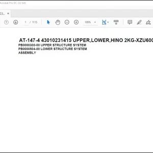 Tadano Crane AT-147-4 43010231415 UPPER,LOWER,HINO 2KG-XZU600F-TKFSG6 Spare Parts Catalog Manual - PDF DOWNLOAD
