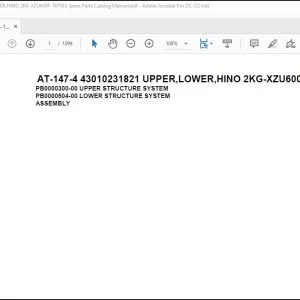 Tadano Crane AT-147-4 43010231821 UPPER,LOWER,HINO 2KG-XZU600F-TKFSE6 Spare Parts Catalog Manual  - PDF DOWNLOAD