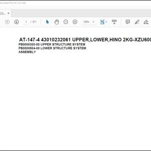 Tadano Crane AT-147-4 43010232061 UPPER,LOWER,HINO 2KG-XZU600F Spare Parts Catalog Manual - PDF DOWNLOAD