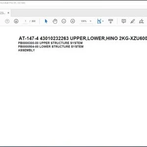 Tadano Crane AT-147-4 43010232263 UPPER,LOWER,HINO 2KG-XZU600F Spare Parts Catalog Manual  - PDF DOWNLOAD