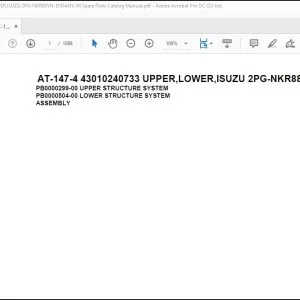 Tadano Crane AT-147-4 43010240733 UPPER,LOWER,ISUZU 2PG-NKR88YN-EN5AHY-M Spare Parts Catalog Manual - PDF DOWNLOAD