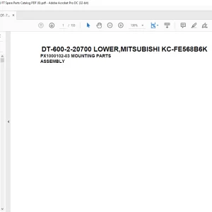 Tadano Crane DT-600-2-20700 LOWER,MITSUBISHI KC-FE568B6K Spare Parts Catalog Manual - PDF DOWNLOAD