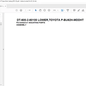 Tadano Crane DT-600-2-60100 LOWER,TOYOTA P-BU62H-MDDHT Spare Parts Catalog Manual - PDF DOWNLOAD