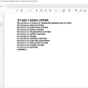 Tadano Crane DT-620-1-00003 UPPER Spare Parts Catalog Manual - PDF DOWNLOAD