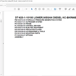 Tadano Crane DT-620-1-10100 LOWER,NISSAN DIESEL KC-BKR66E2N 5HXHY Spare Parts Catalog Manual - PDF DOWNLOAD