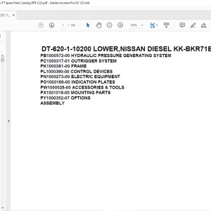 Tadano Crane DT-620-1-10200 LOWER,NISSAN DIESEL KK-BKR71E3N-5JXHY Spare Parts Catalog Manual - PDF DOWNLOAD
