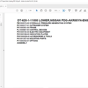 Tadano Crane DT-620-1-11000 LOWER,NISSAN PDG-AKR85YN-EN5AHY-M Spare Parts Catalog Manual - PDF DOWNLOAD