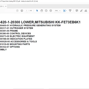 Tadano Crane DT-620-1-20300 LOWER,MITSUBISHI KK-FE73EB6K1 Spare Parts Catalog Manual - PDF DOWNLOAD