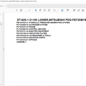 Tadano Crane DT-620-1-21100 LOWER,MITSUBISHI PDG-FE73DBY6KA4 Spare Parts catalog Manual - PDF DOWNLOAD