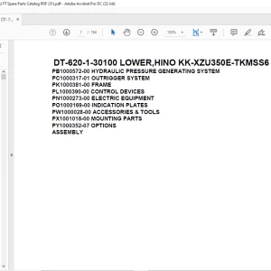 Tadano Crane DT-620-1-30100 LOWER,HINO KK-XZU350E-TKMSS6 Spare Parts catalog Manual - PDF DOWNLOAD