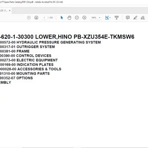 Tadano Crane DT-620-1-30300 LOWER,HINO PB-XZU354E-TKMSW6 Spare Parts catalog Manual - PDF DOWNLOAD