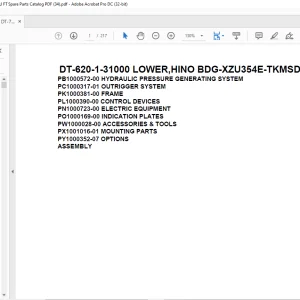 Tadano Crane DT-620-1-31000 LOWER,HINO BDG-XZU354E-TKMSD6 Spare Parts catalog Manual - PDF DOWNLOAD