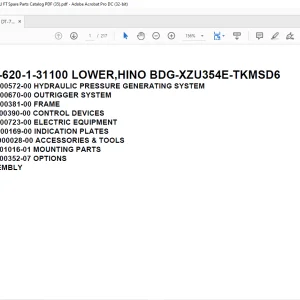 Tadano Crane DT-620-1-31100 LOWER,HINO BDG-XZU354E-TKMSD6 Spare Parts catalog Manual - PDF DOWNLOAD