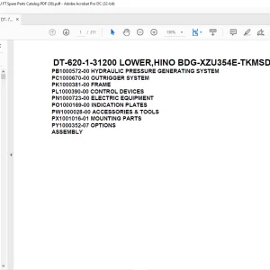 Tadano Crane DT-620-1-31200 LOWER,HINO BDG-XZU354E-TKMSD6 Spare Parts catalog Manual - PDF DOWNLOAD
